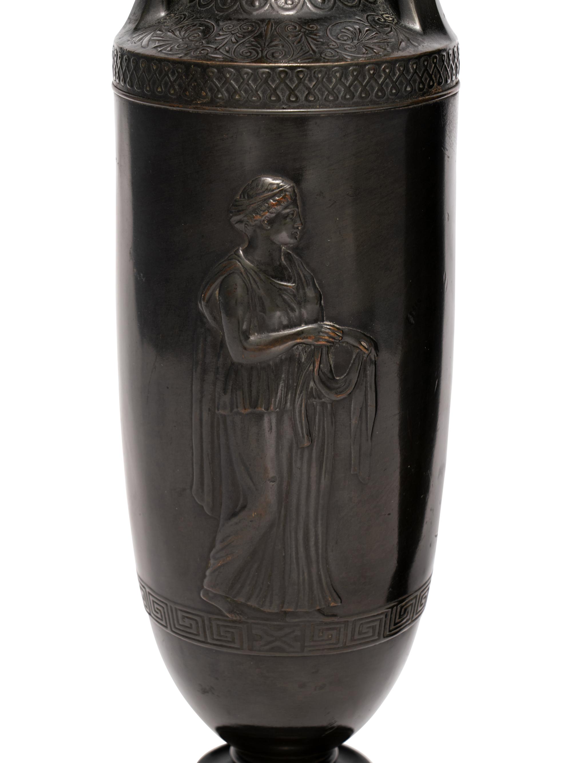 A Pair of Attic Style Bronze Vases