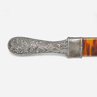 An assorted group of sterling silver, silverplated, and sterling-silver mounted faux tortoiseshell desk items Various makers, various dates ranging late 19th century - 1930
