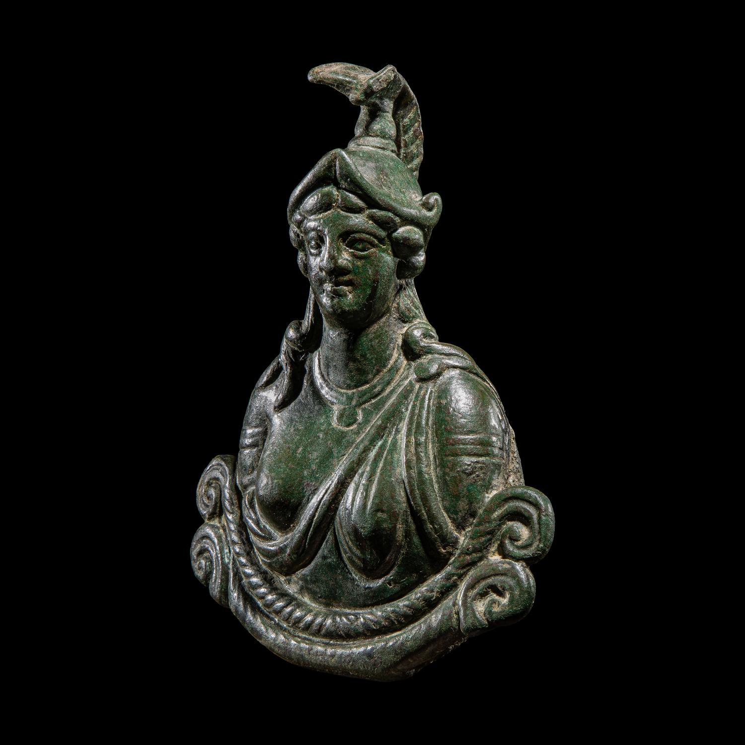 A Roman Bronze Bust of Minerva