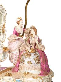 A Dresden Porcelain Figural Group Mounted as a Lamp — 19th/20th Century
