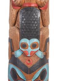 Large Carved and Brightly Painted Totem Pole
