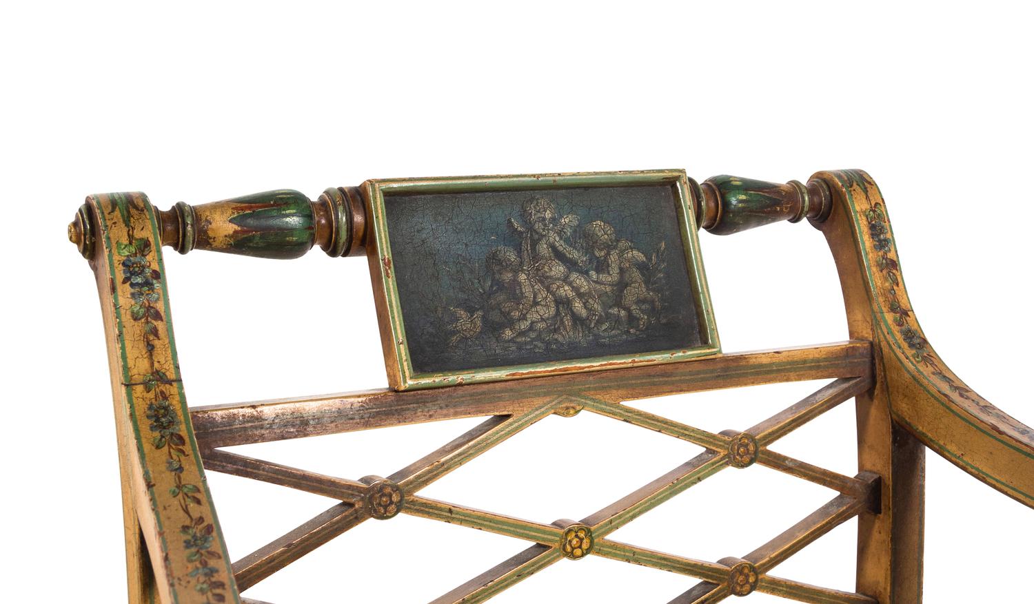 A Pair of Regency Style Painted Armchairs