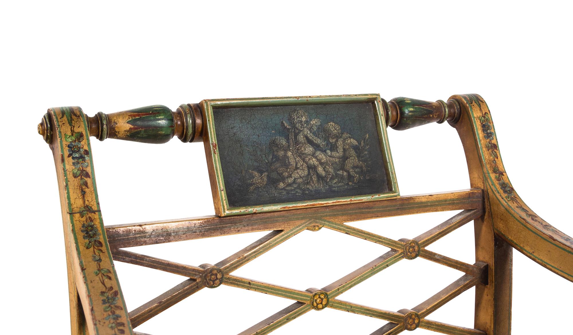 A Pair of Regency Style Painted Armchairs