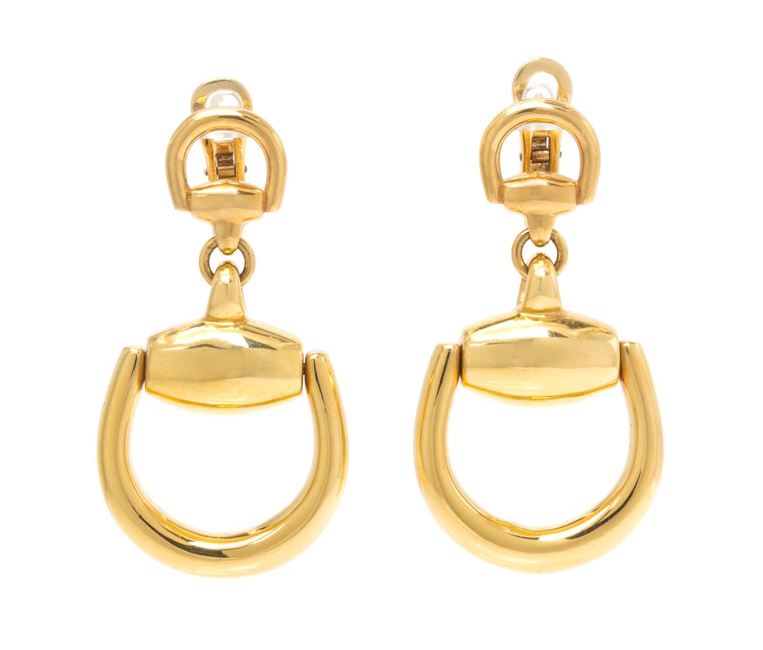 A Pair of 18 Karat Yellow Gold Horsebit Earclips, Gucci, 11.00 dwts.