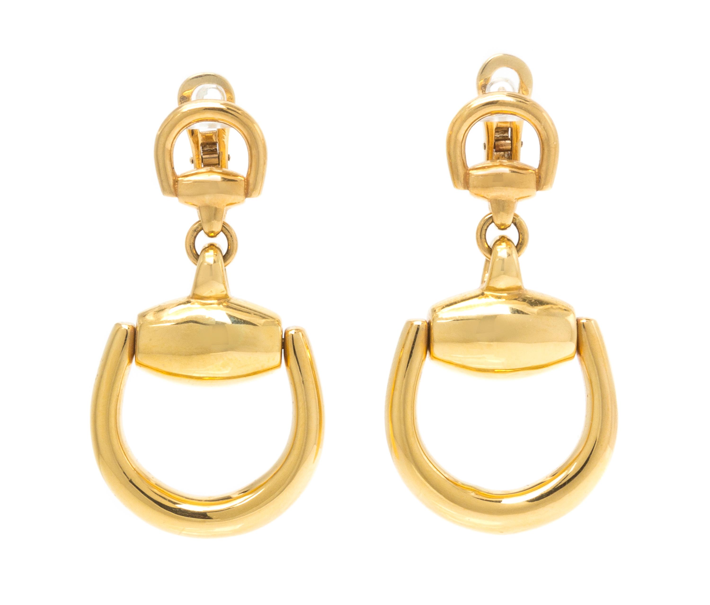 A Pair of 18 Karat Yellow Gold Horsebit Earclips, Gucci, 11.00 dwts.