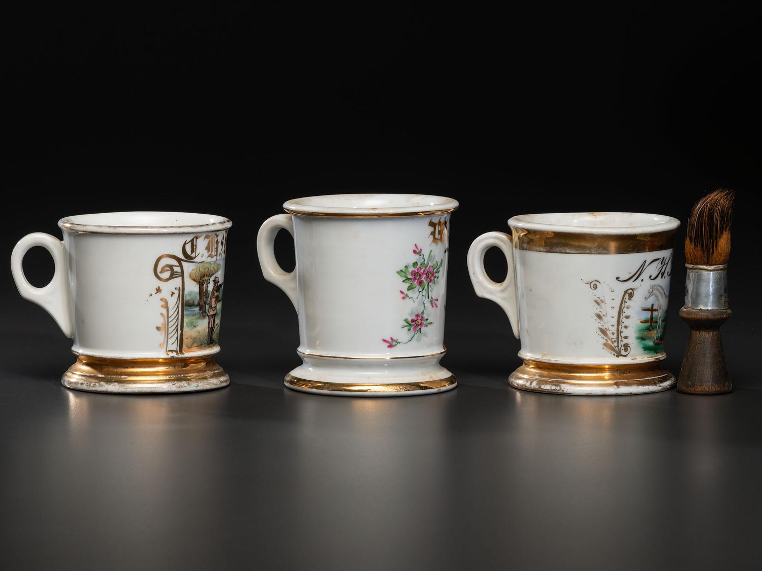 Three Porcelain Occupational Shaving Mugs