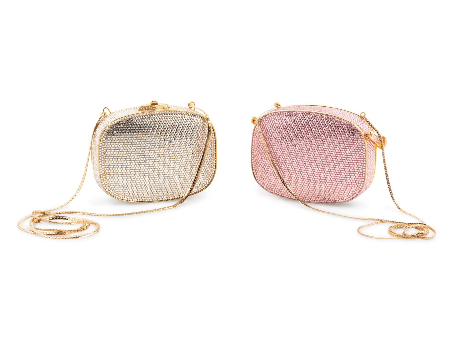 Two Judith Leiber Pill Box Minaudière Bags