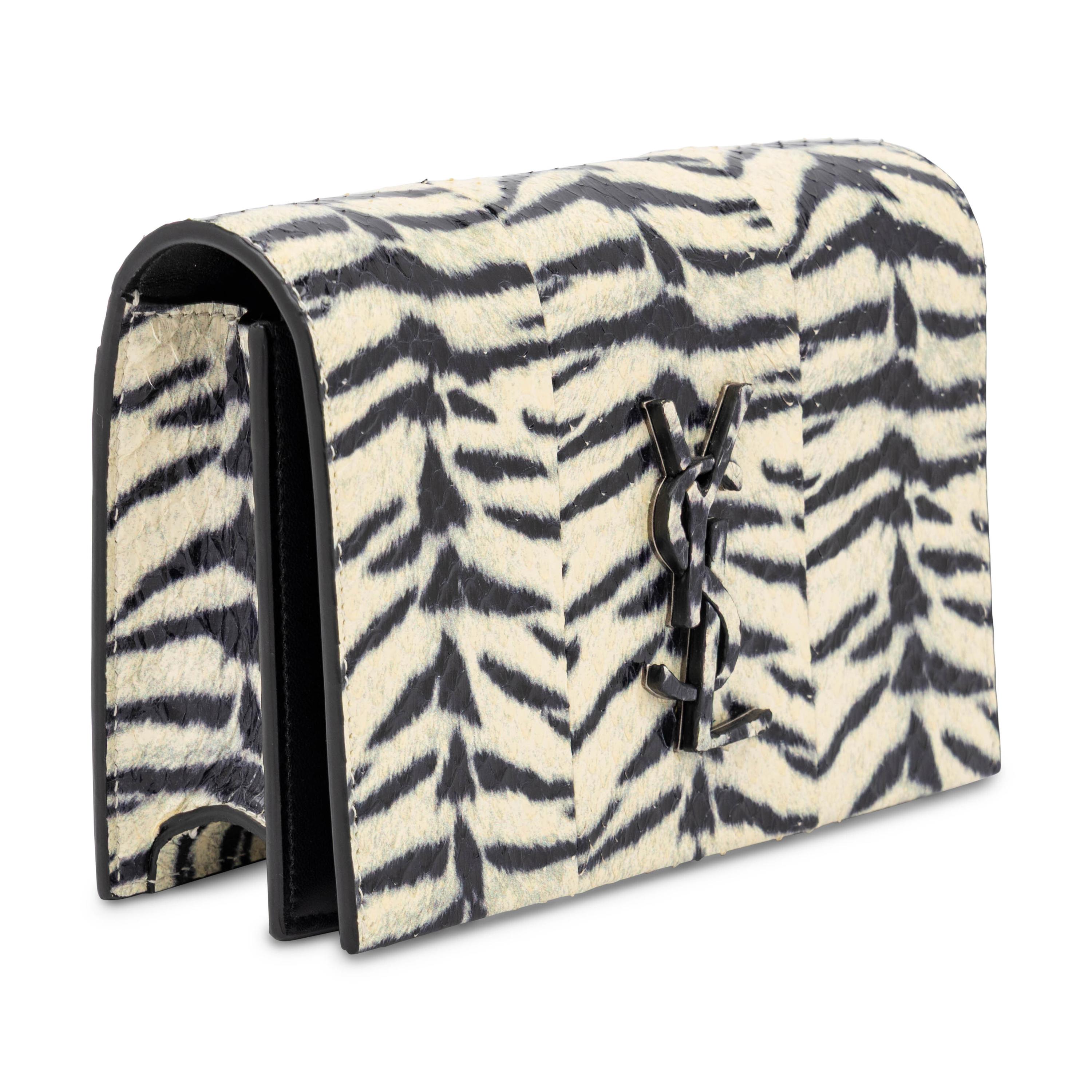 Saint Laurent, Kate Strap Wallet in Zebra-Print Snakeskin