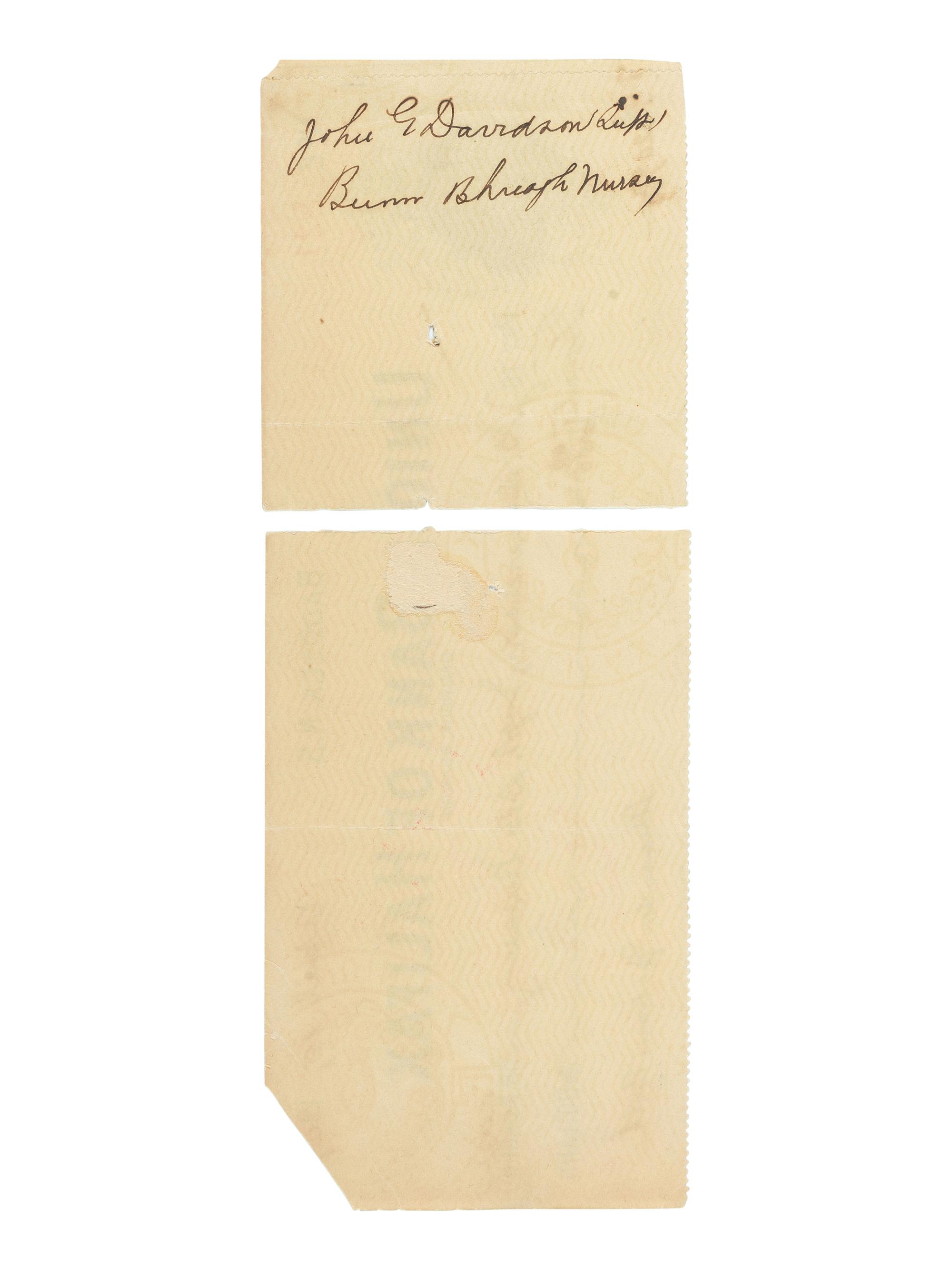 [SCIENCE & TECHNOLOGY]. BELL, Alexander Graham (1847-1922). Personal check signed ("Alexander Graham Bell"). Baddeck, Nova Scotia, 15 April 1909.
