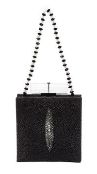 A Giorgio Armani Black Shagreen Evening Bag, 5 x 5 x 2 inches.