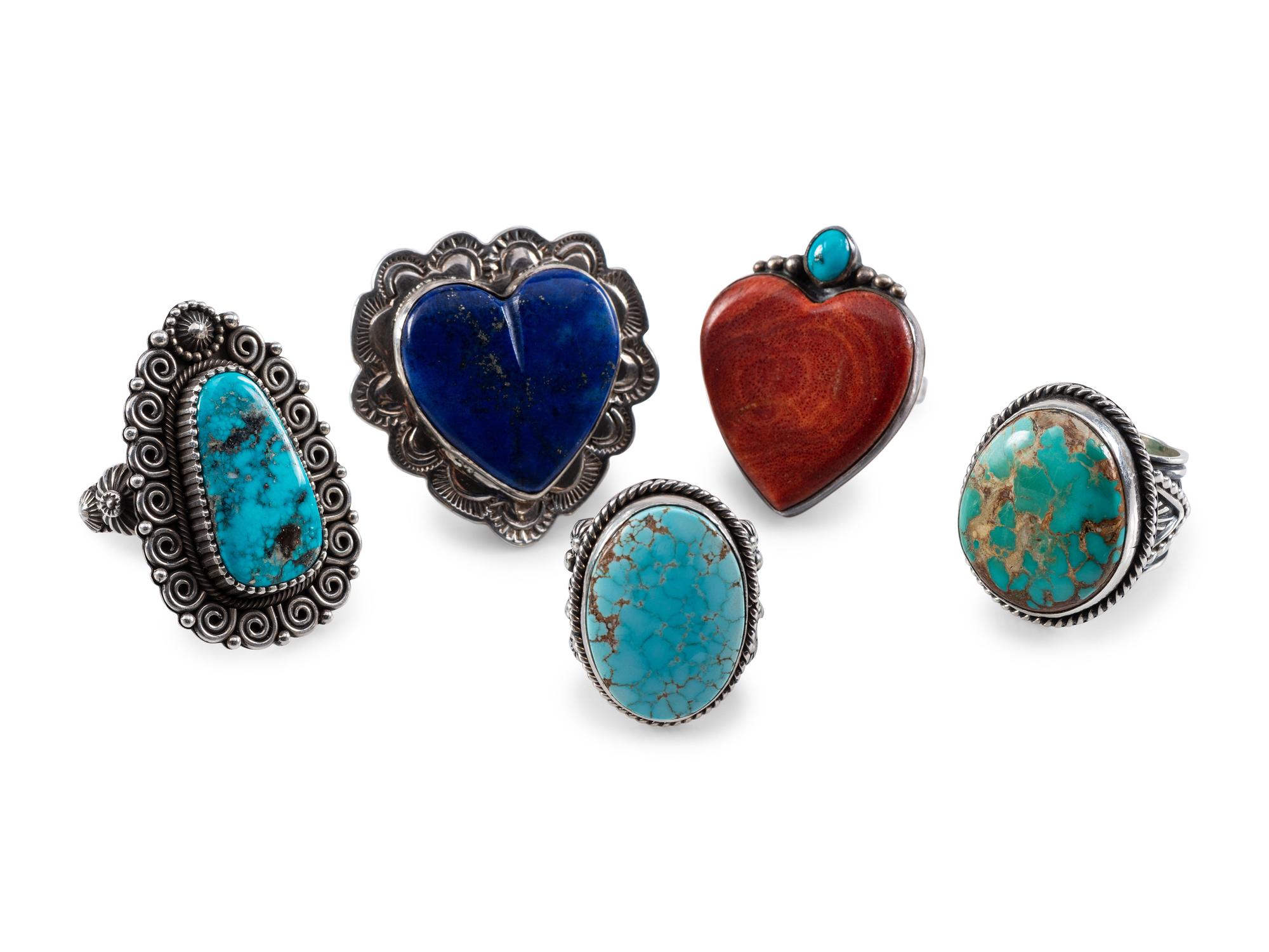 Navajo Sterling Silver Rings, with Inlay