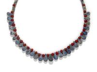 A Near Eastern Lapis Lazuli and Red Jasper Bead Necklace
