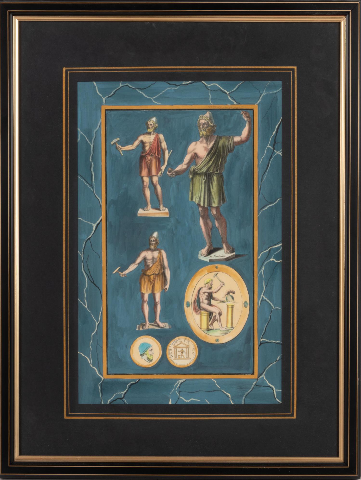 Four Italian Colored Engravings