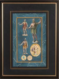 Four Italian Colored Engravings