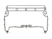 A Silvered Wrought Metal Console Table Base After Gilbert Poillerat