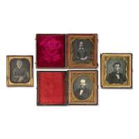 [Early Photography] Group of 38 Sixth Plate Daguerreotypes of Men and Women