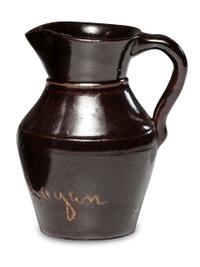 A Miniature Albany Slip-Glazed Political Campaign Favor Pitcher