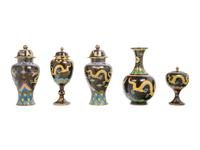 10 Chinese Cloisonné Enamel Vessels