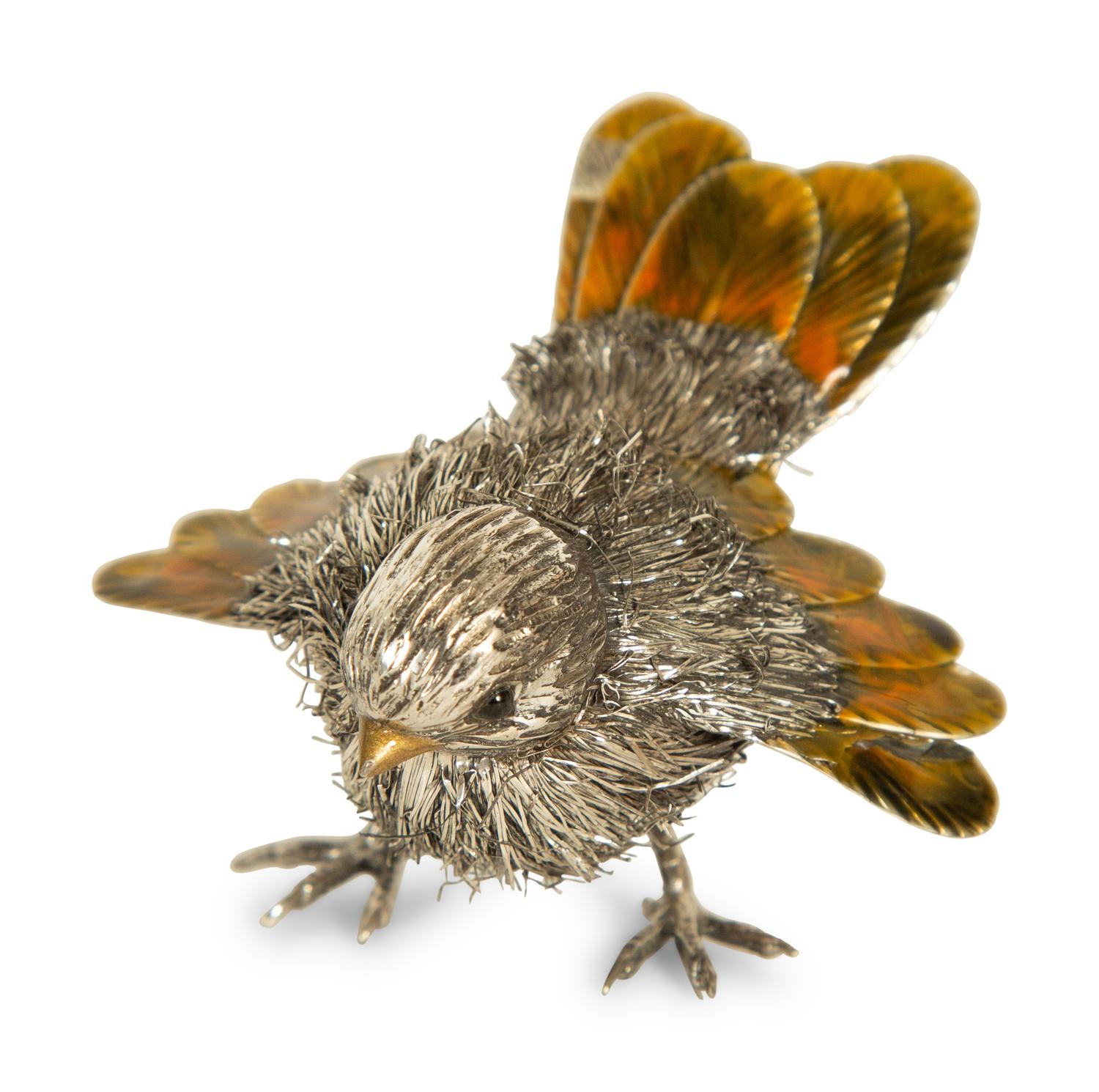 Two Italian Silver and Enamel Bird Figures