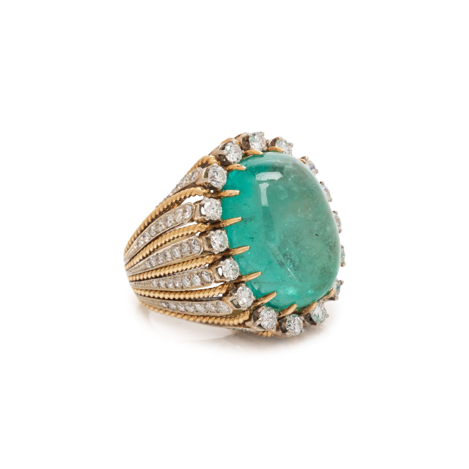 BICOLOR GOLD, EMERALD, AND DIAMOND RING