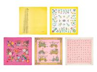 Five Designer Silk Scarves