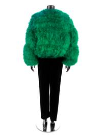 Yves Saint Laurent Velvet Pants with Green Feather Jacket, 1980-90s