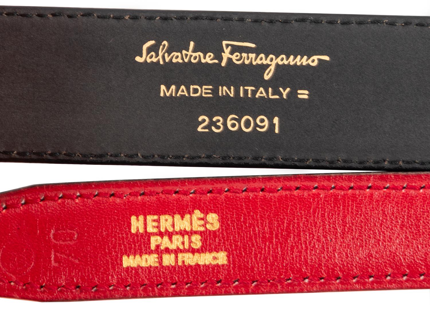 Collection of Five Belts; Three Judith Leiber, One Ferragamo, One Hermès, 1992
