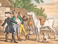 A group of six prints ( The Dance of Death; Dr. Syntax Pursued by a Bull; Dr. Syntax Sells Grizzle; Vision of Skulls; The Cellar Quartette; Setting Out from Edinburgh )