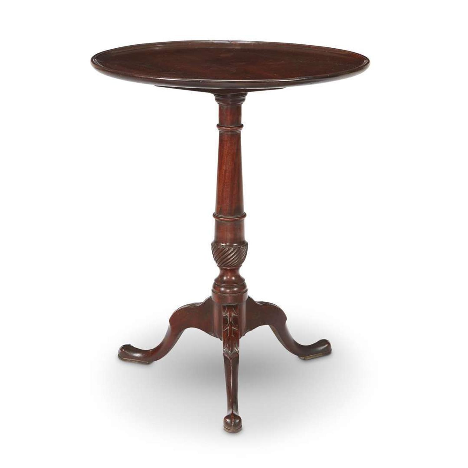 Queen Anne carved mahogany candlestand probably Salem, MA, circa 1770