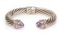 DAVID YURMAN, STERLING SILVER, GEMSTONE AND DIAMOND 'CABLE CLASSIC' CUFF BRACELET