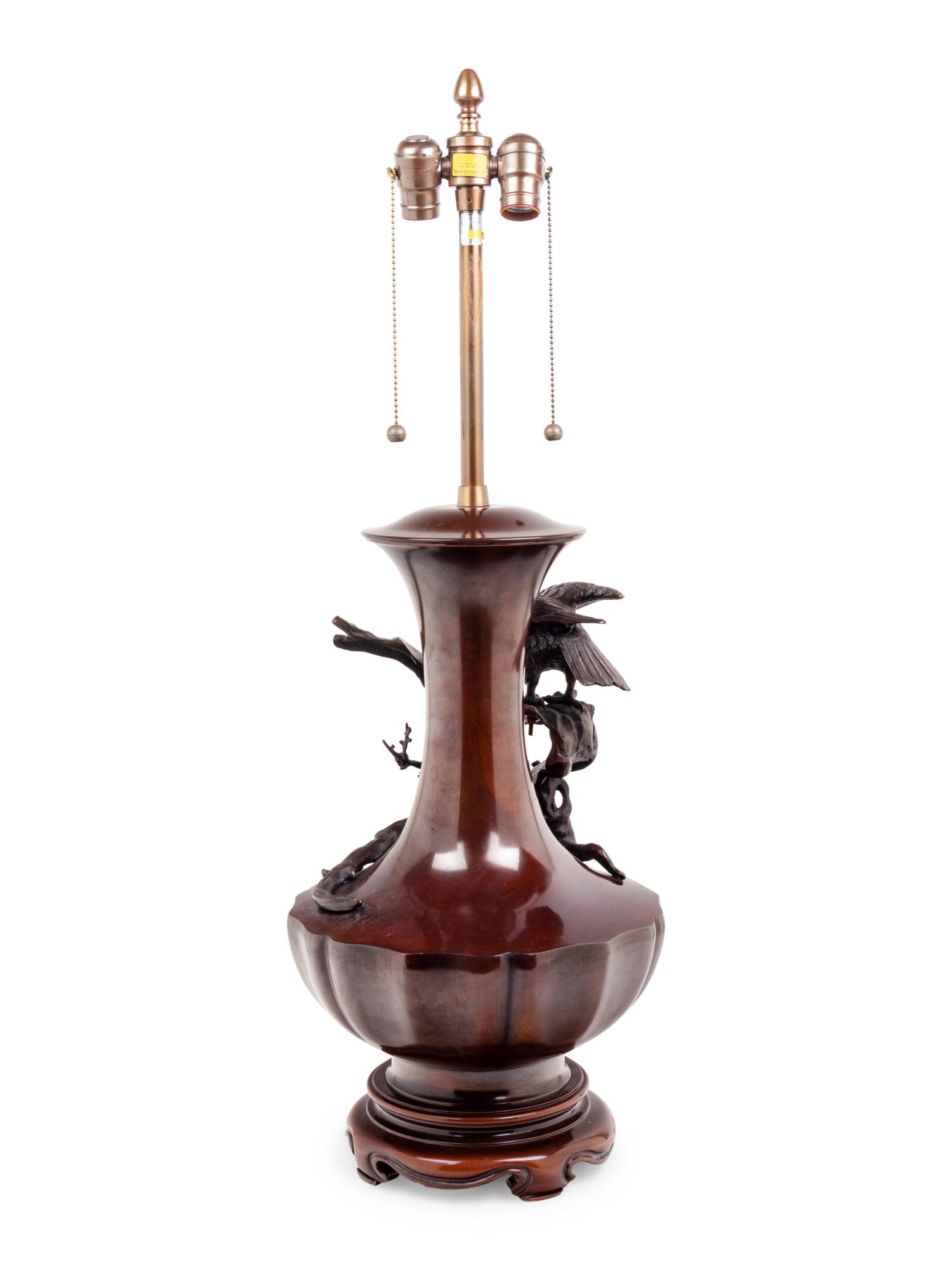 A Japanese Bronze Vase Mounted as a Lamp