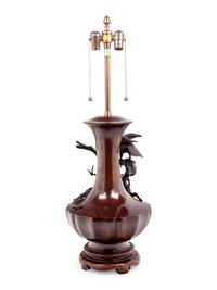 A Japanese Bronze Vase Mounted as a Lamp