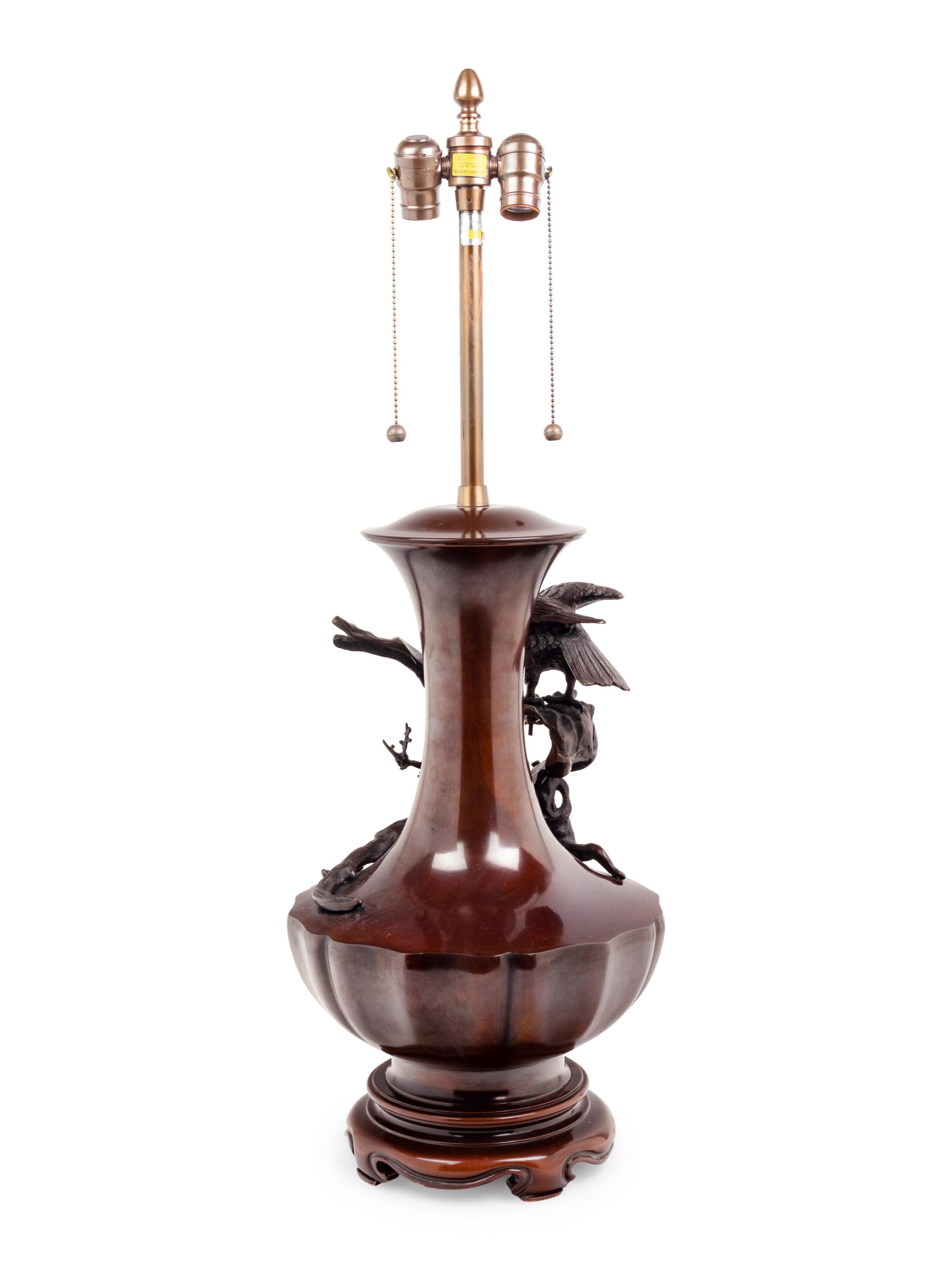 A Japanese Bronze Vase Mounted as a Lamp