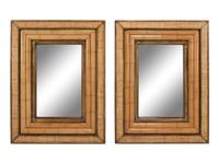 A Pair of Continental Part-Ebonized and Caned Mirrors
