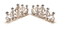 A Pair of Italian Silvered Wood Five-Light Candelabra Width 33 inches. — 19TH CENTURY