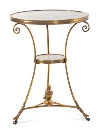 A Pair of Neoclassical Gilt Bronze and Marble-Top Guéridons
