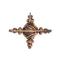ANTIQUE, SILVER, YELLOW GOLD AND EMERALD BROOCH