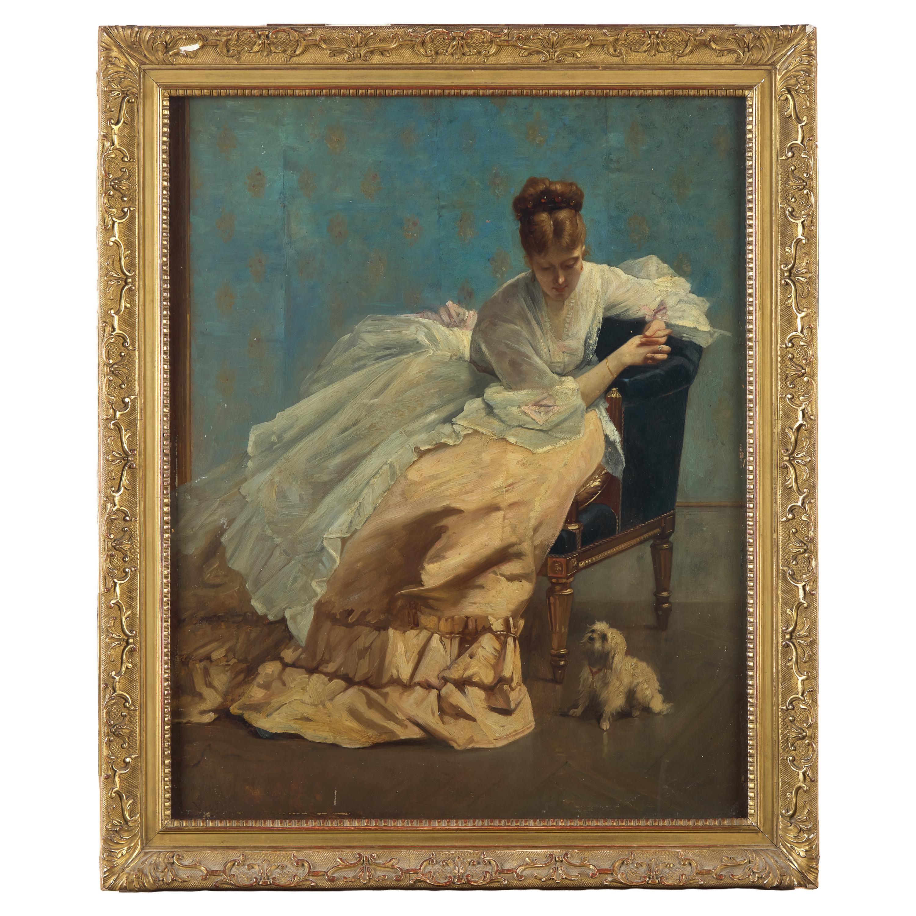 Louis-Charles Verwée (French, 1832-1882) — Une Dame et Son Petit Chien