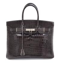 An Hermes Graphite Porosus Crocodile 35cm Birkin Handbag, 14" x 10" x 7".
