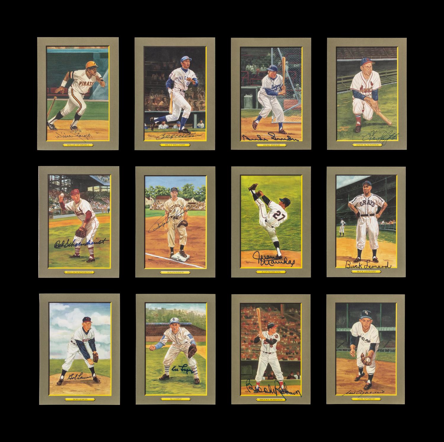 A Collection of Perez-Steele Signed Autograph Hall of Fame Great Moments Cards