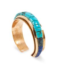 14k Gold, Turquoise, and Lapis Inlay Cuff Bracelet