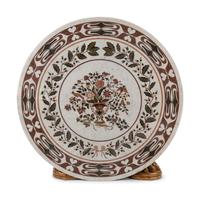 An Italian Baroque Style Giltwood Table Base with an Associated Scagliola Top