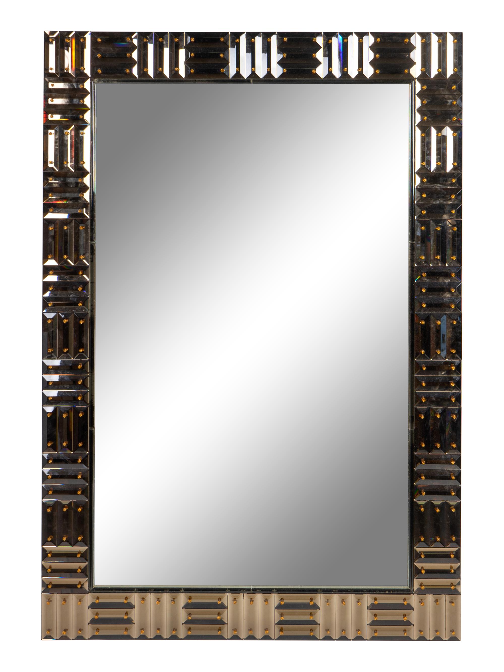 A Contemporary Beveled Glass Mirror — 20TH CENTURY