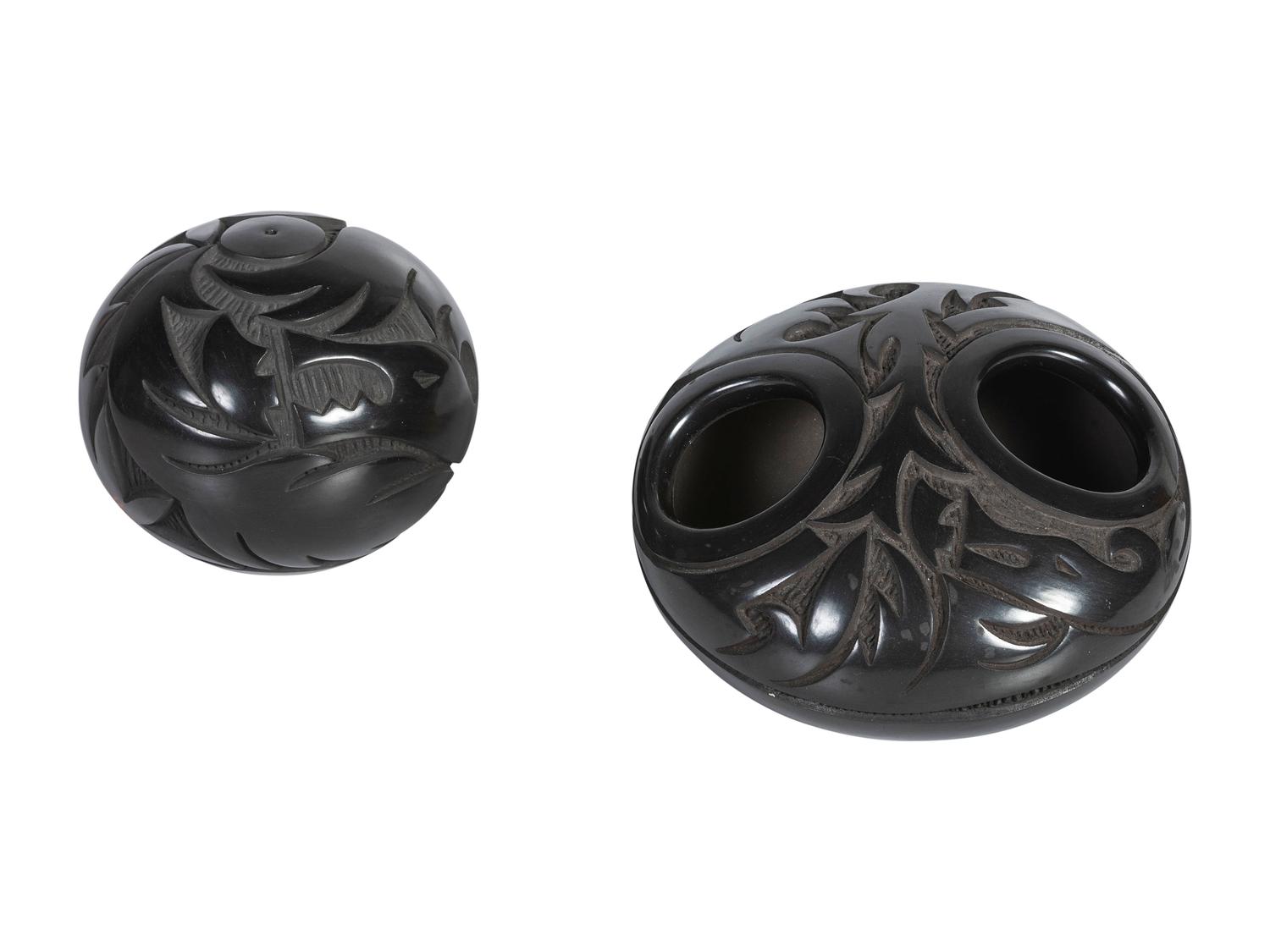 Carved Pottery Seed Jars
