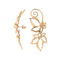 YELLOW GOLD FLORAL MOTIF NECKLACE AND EARRINGS