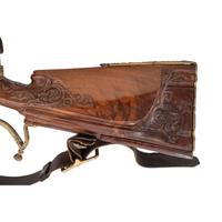 Contemporary Flintlock Jaeger Rifle with Carved and Fluted Stock