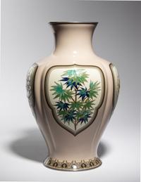 A Japanese Cloisonné Moriage Baluster Vase
