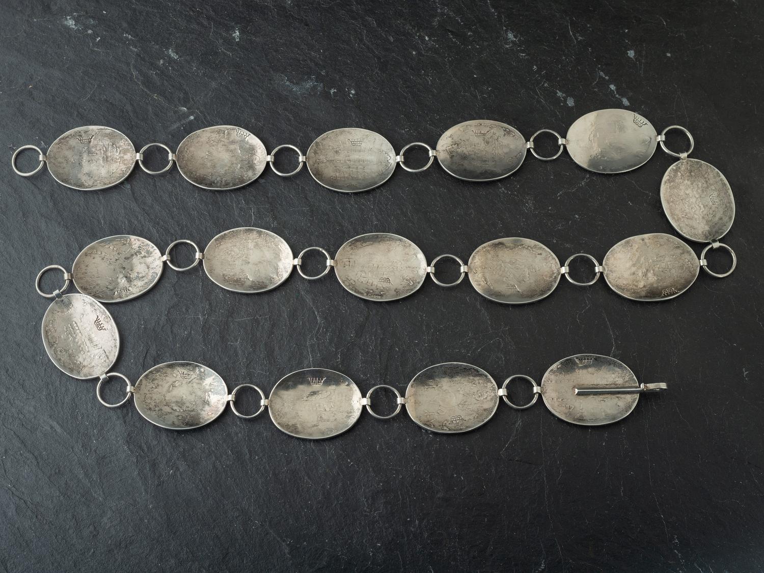 Ocean Themed Silver Overlay Link Concha Belt
