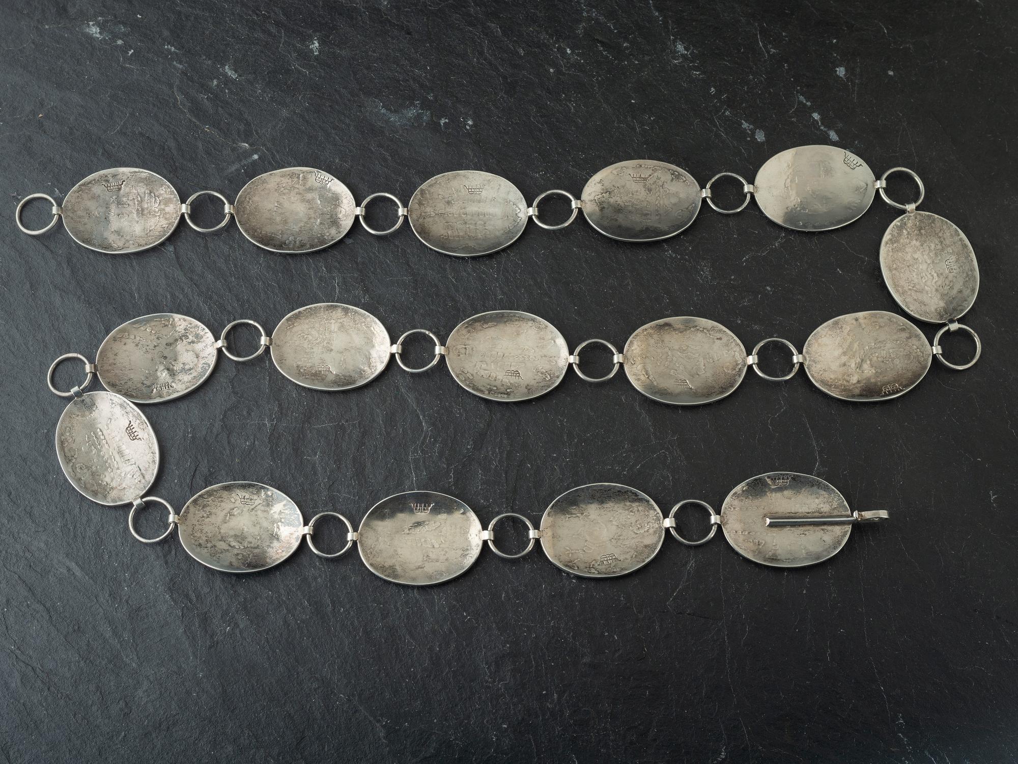 Ocean Themed Silver Overlay Link Concha Belt