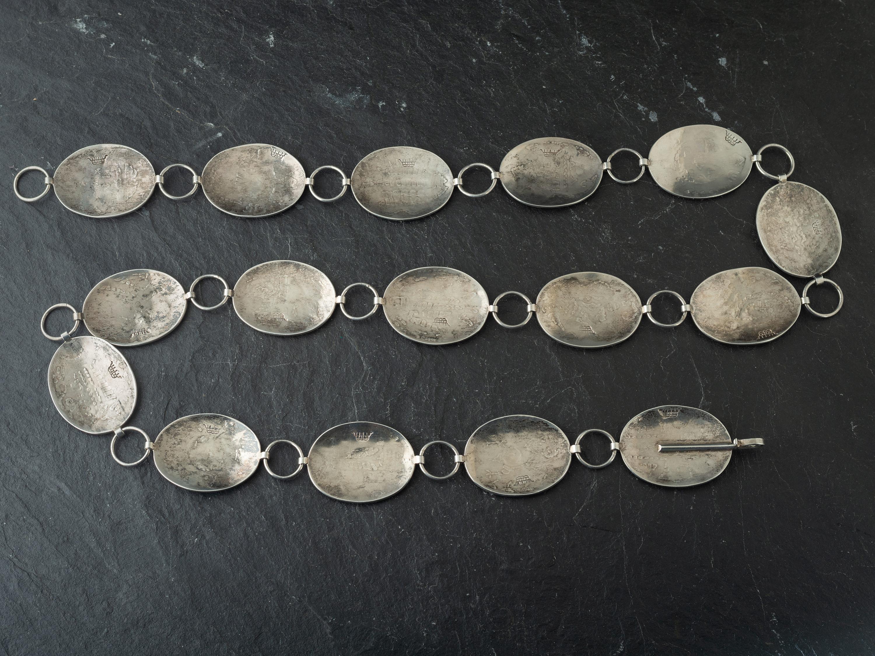 Ocean Themed Silver Overlay Link Concha Belt